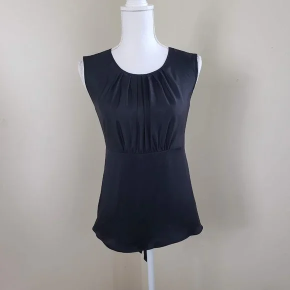 Tree Sash Tie Sleeveless Silk Blouse Black Size XS - Picture 9 of 9